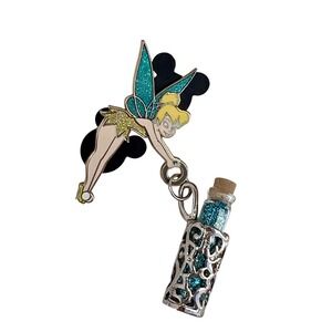 Disney Tinker Bell Pin Vial of Pixie Dust Dangle Glitter Wings Peter Pan 53839